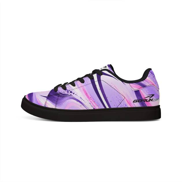 DAYFLOW GORUN Women's Purple Abstract Art Low-Top Leather Sneakers