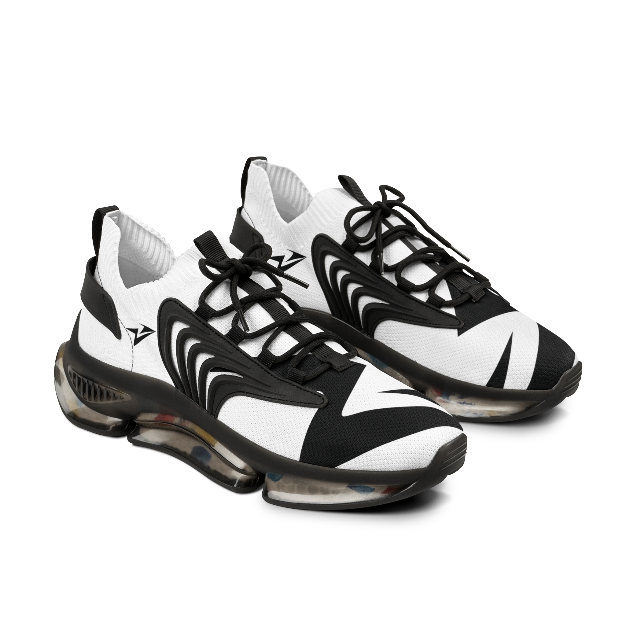 FLY 71 Men's Black and White Abstract Mesh Sneakers