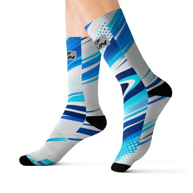 Blue Abstract Athletic Running Socks