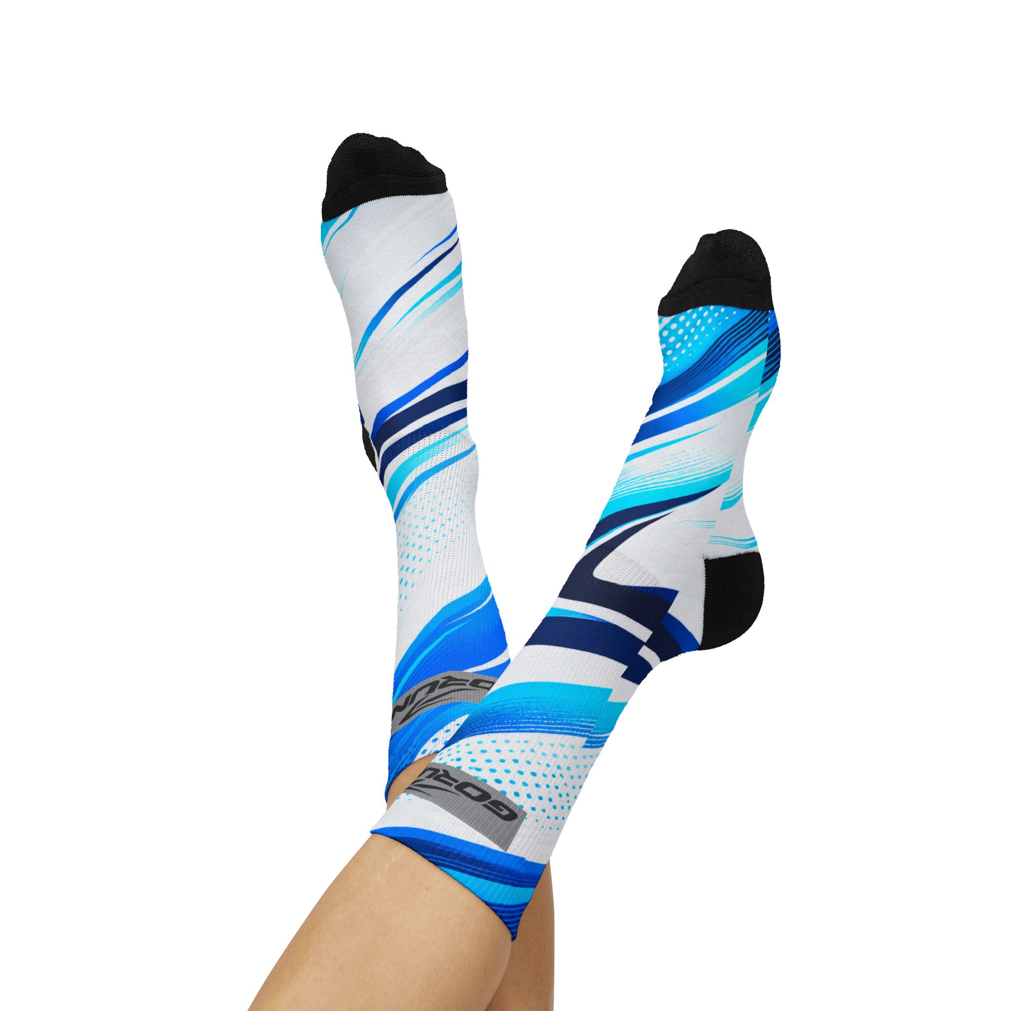 Blue Abstract Athletic Running Socks - Image 5