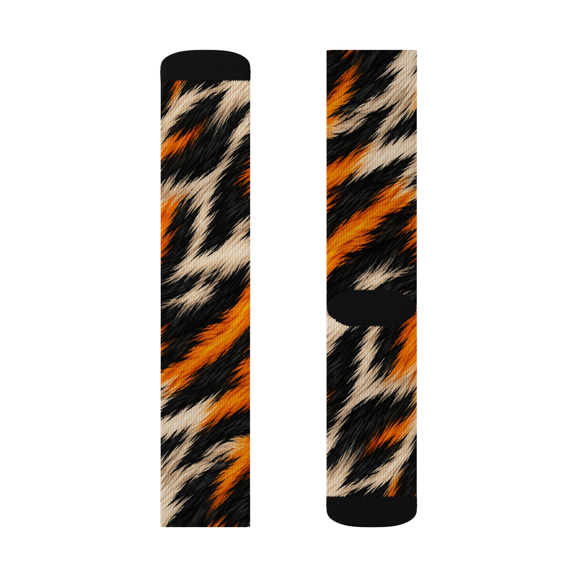 GORUN Guepard Orange Black Animal Print Sublimation Socks - Image 4