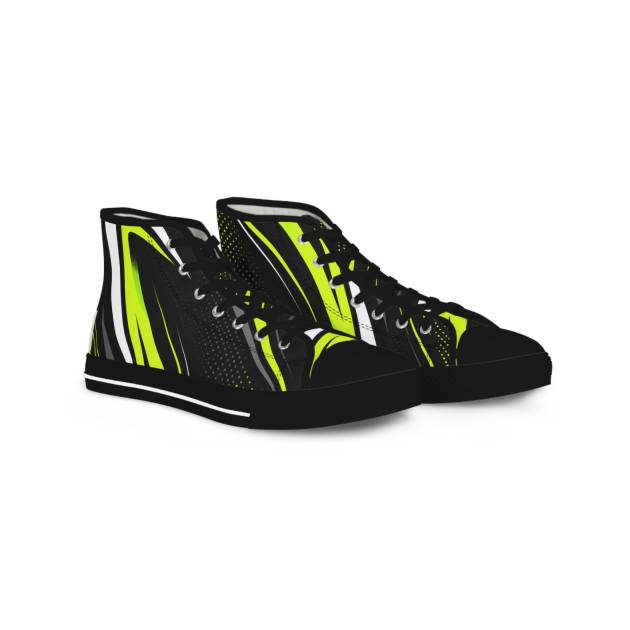 Neon Green Black Abstract High Top Sneakers