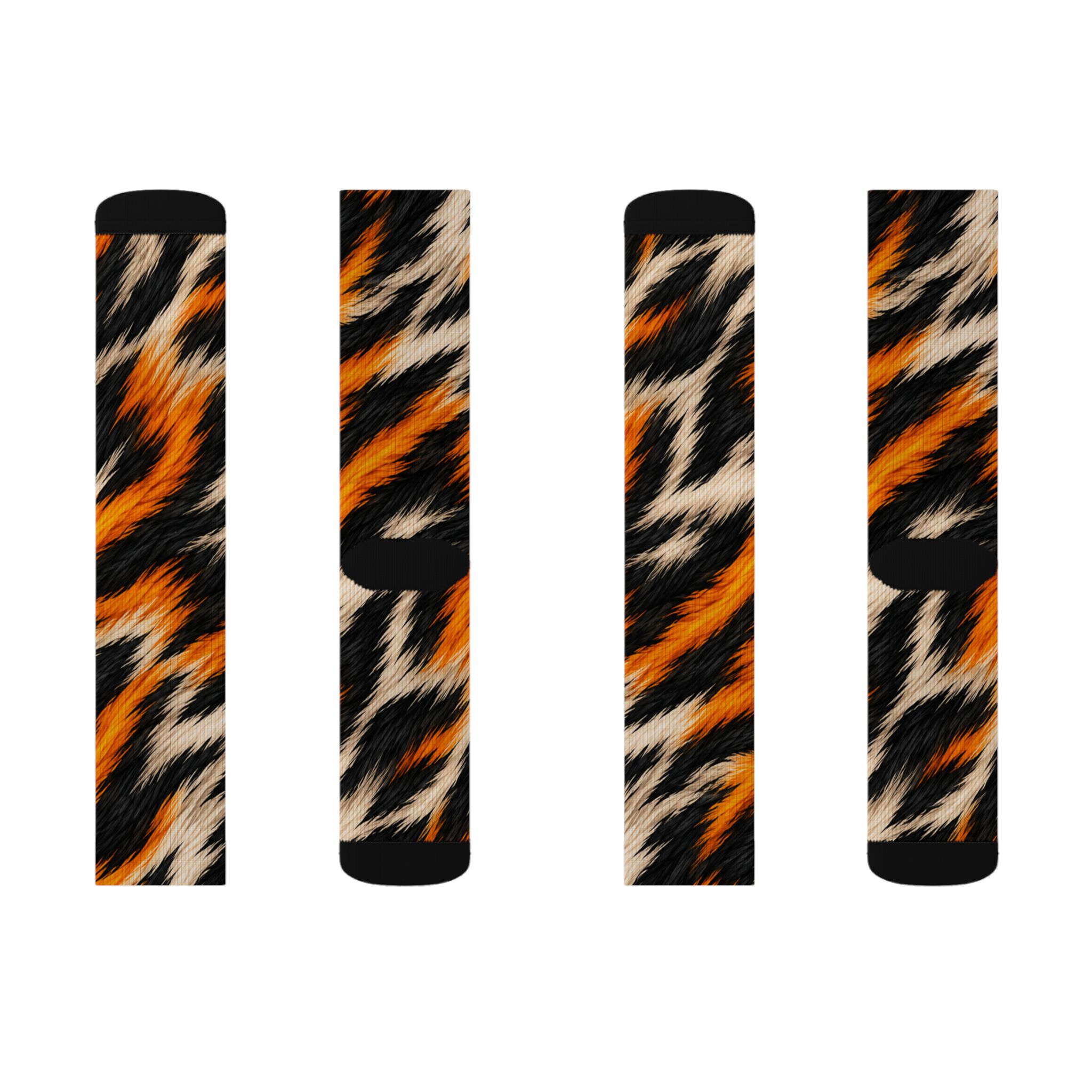GORUN Guepard Orange Black Animal Print Sublimation Socks - Image 2