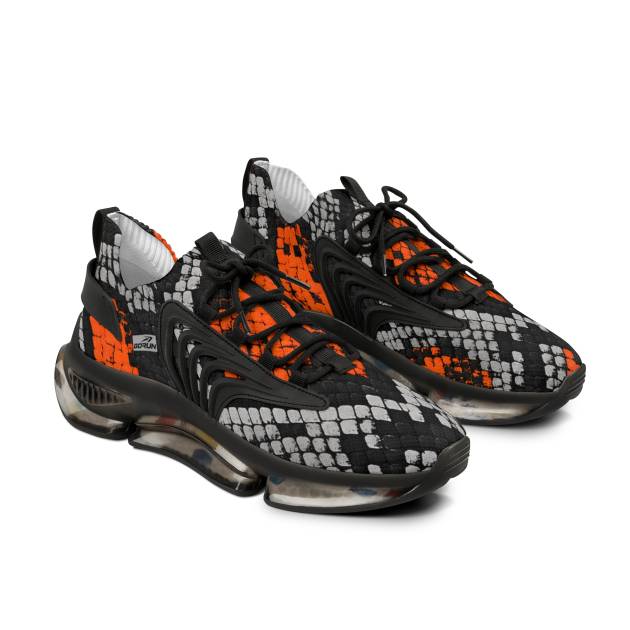 GORUN SNAK3 Unisex Black and Orange Abstract Animal Design Print Sneakers