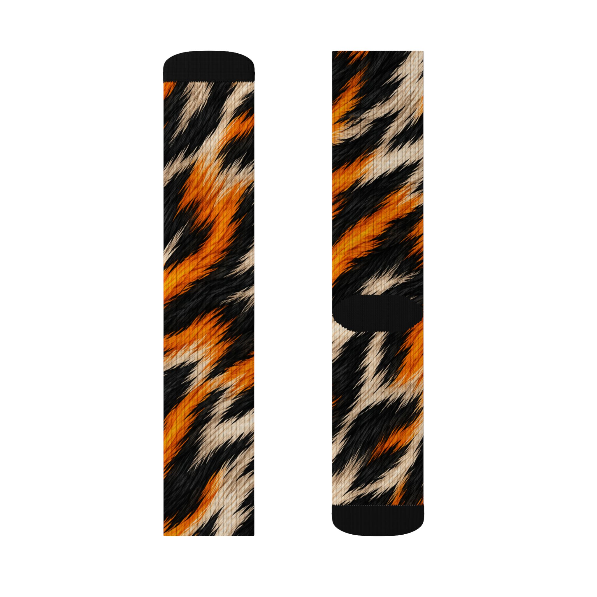 GORUN Guepard Orange Black Animal Print Sublimation Socks - Image 3