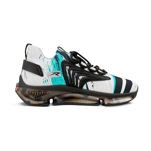 BLUWAVER GORUN Unisex Teal Black Abstract Mesh Sneakers