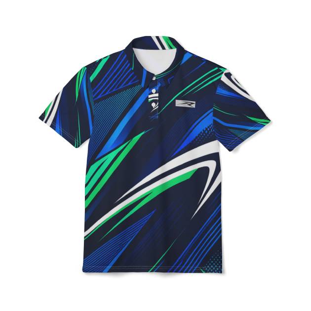 GORUN Geometric Blue Green Athletic Polo Shirt