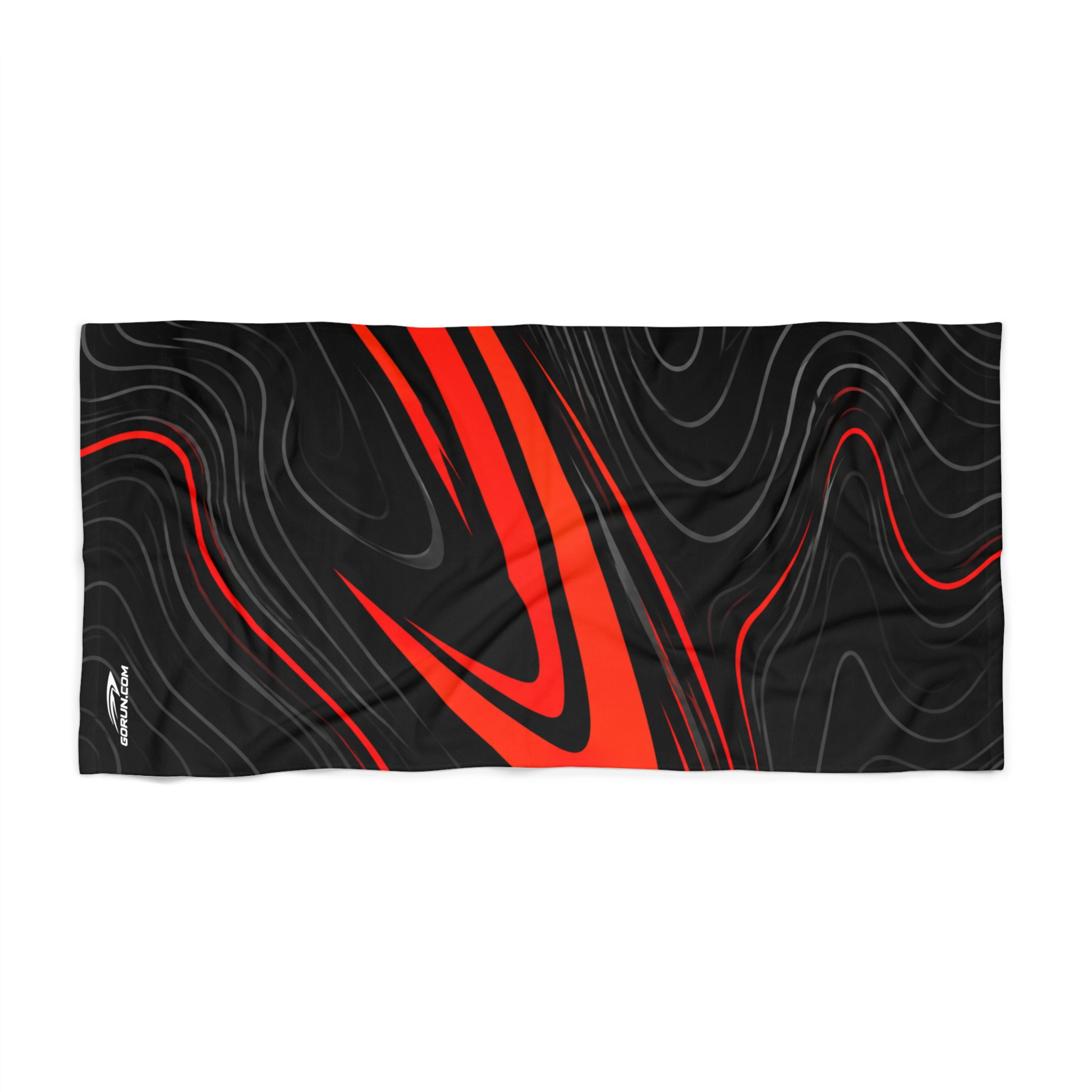 Black and Red Abstract Wave Big Towel for Runners - Image 3