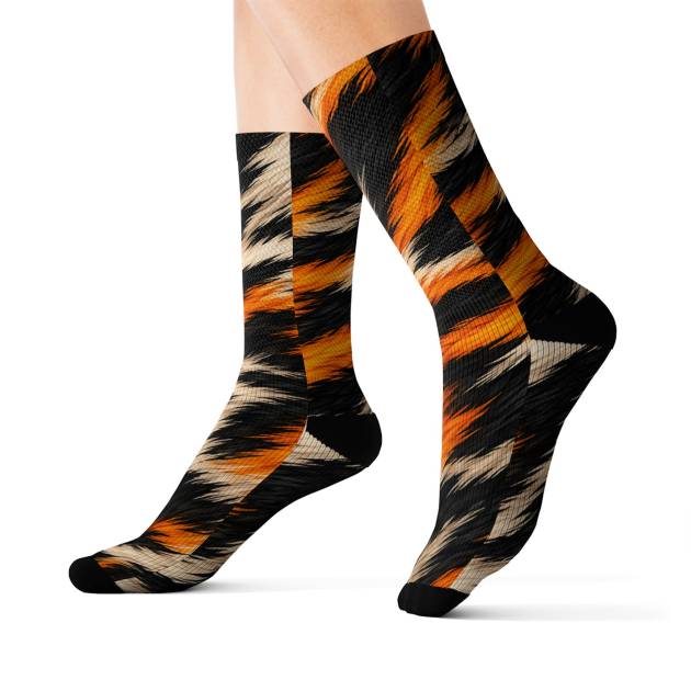 GORUN Guepard Orange Black Animal Print Sublimation Socks