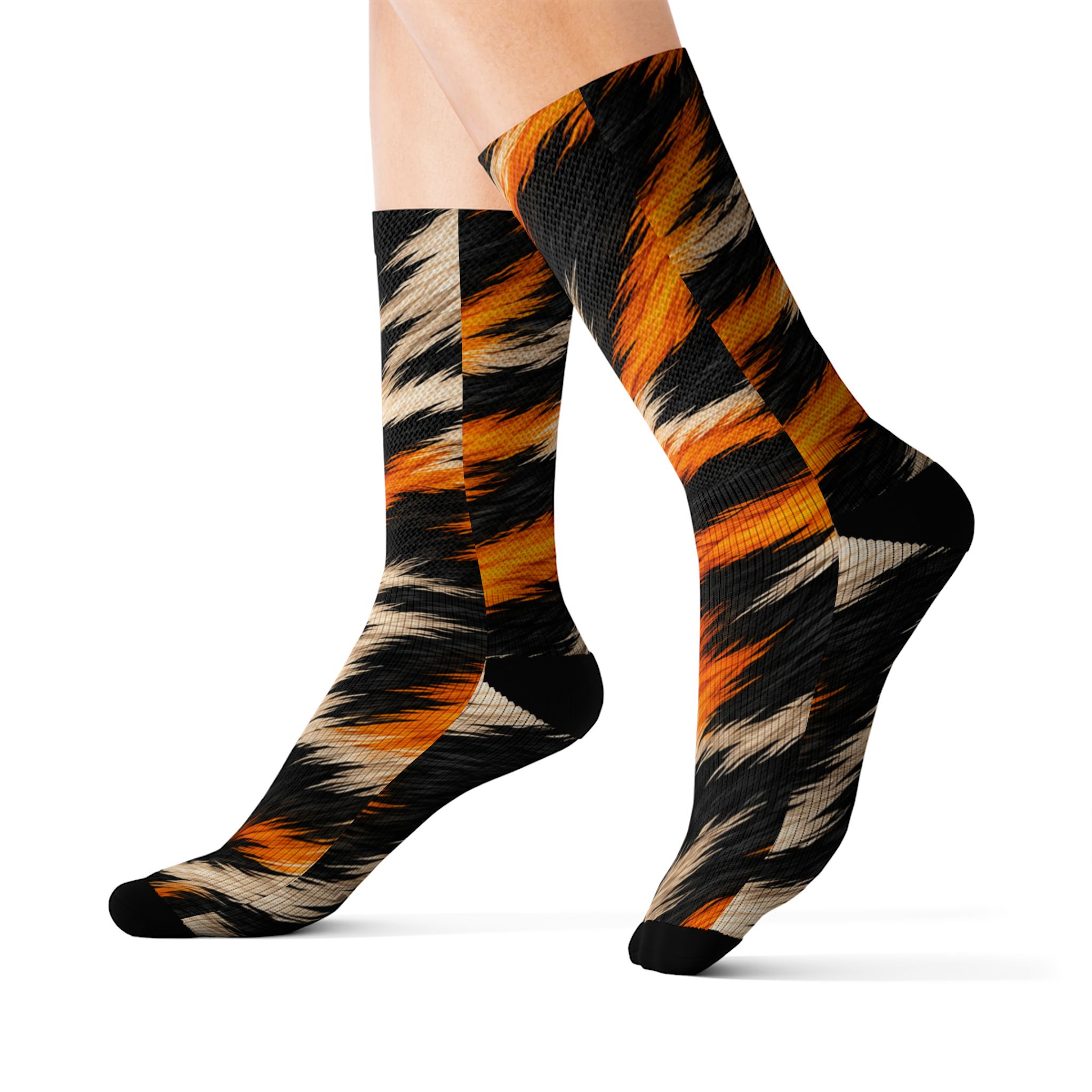 GORUN Guepard Orange Black Animal Print Sublimation Socks