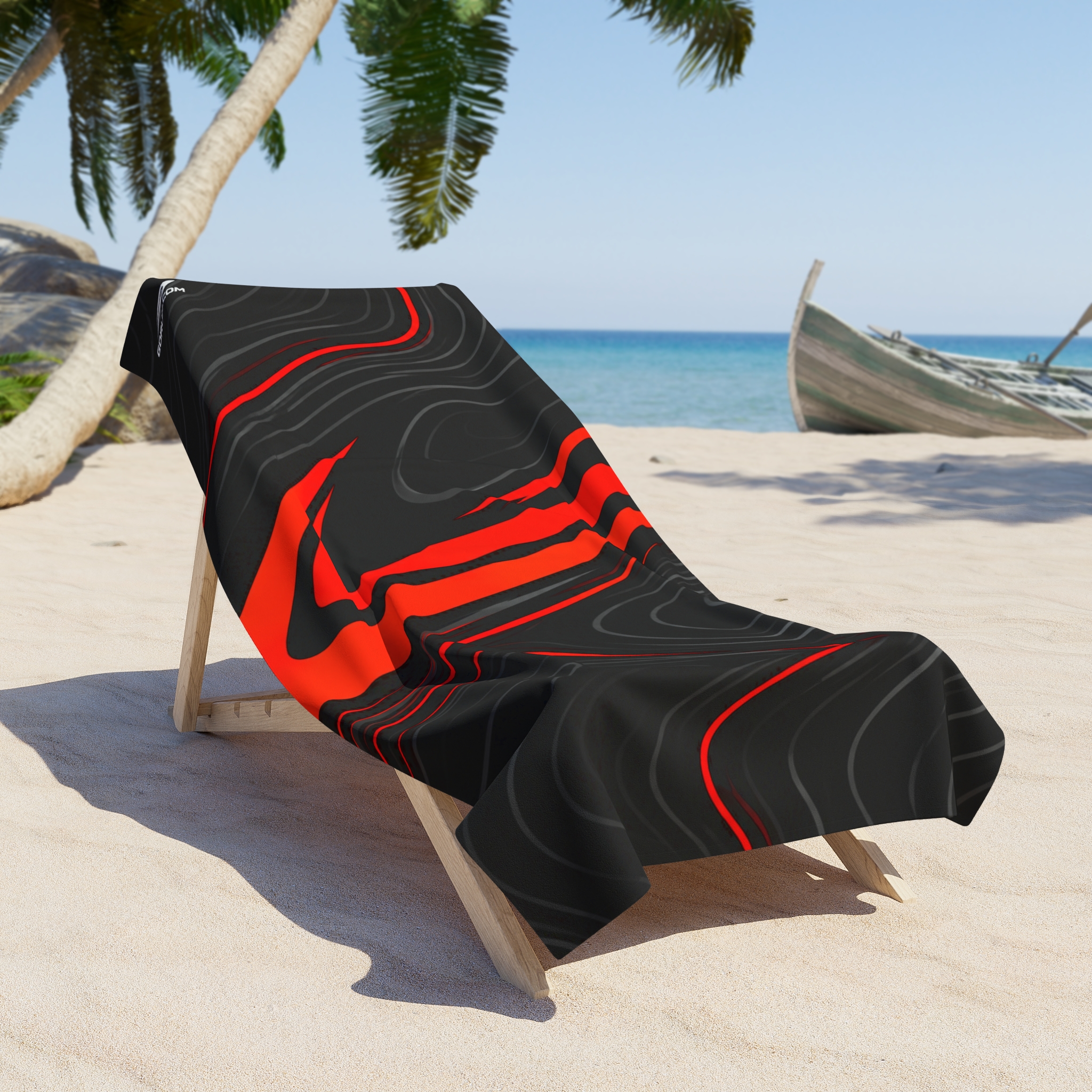 Black and Red Abstract Wave Big Towel for Runners - Image 4