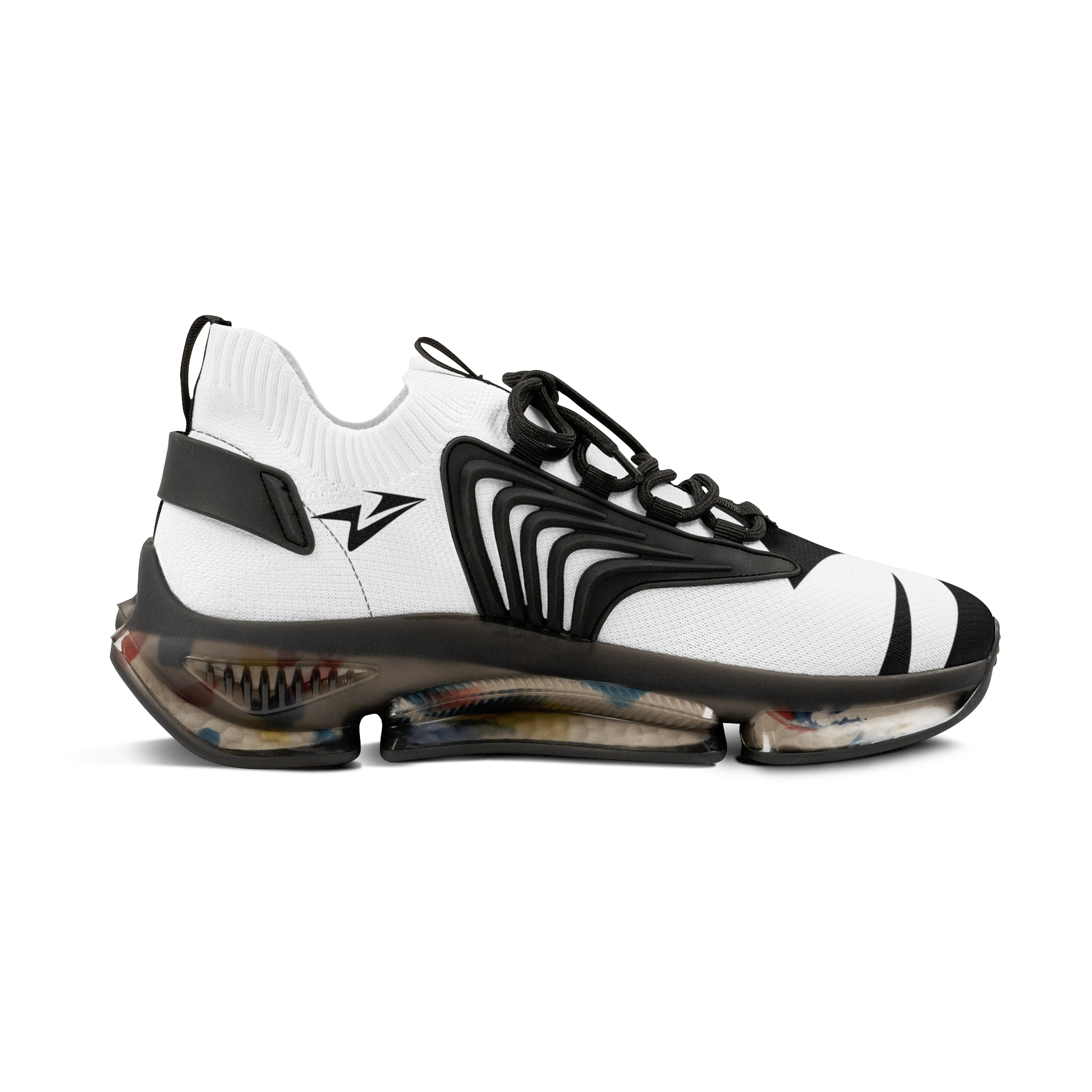 FLY 71 Men's Black and White Abstract Mesh Sneakers - Image 4