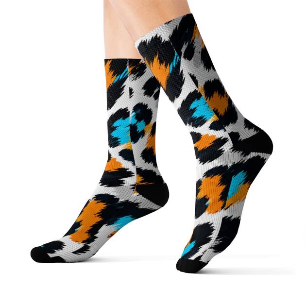 GORUN BLUWILD Orange Black Animal Print Socks
