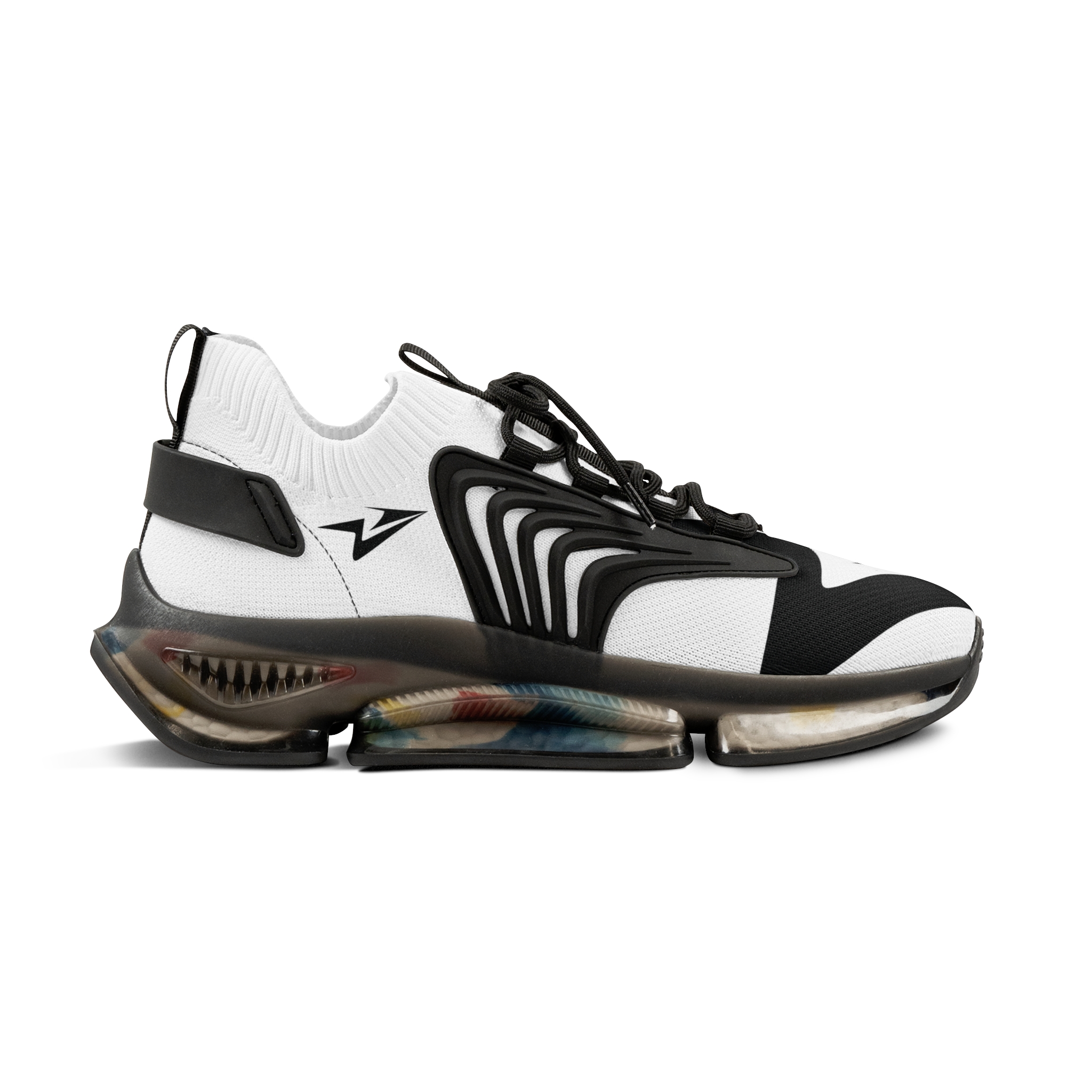 FLY 71 Men's Black and White Abstract Mesh Sneakers - Image 6